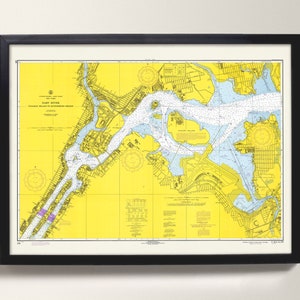East River, Tallman Island, Queenboro Bridge – New York / Vecchia mappa dell'East River – Stampa – Porto di New York City, vecchia carta dell'East River, NY