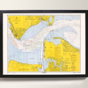 Haven van Hampton Roads | Oude kaart Hampton Roads Print – Virginia, Norfolk, Virginia, Copeland, pruimenboom, Newport Virginia, False Cape, Hampton