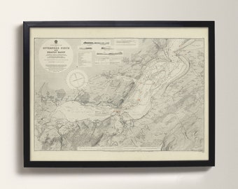 Inverness | Historic Sea Chart Print - Beauly Basin, Beauly Firth – Old Map of Inverness, Scottish Highlands – Gift for Scottish Sailor