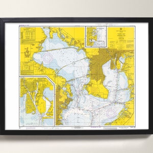 Tampa Bay [Norden] | Alte Karte von Tampa, Floria | Vintage Seekarte Print - Alte Karte von Clearwater, Lakeland, Florida