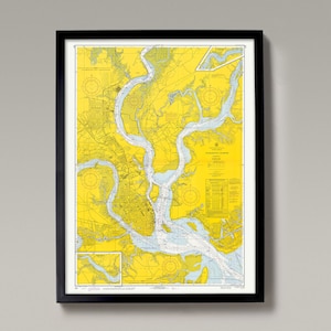 Charleston, South Carolina | Oude kaart van Charleston – afdruk – Charleston Harbor Chart, Patriot&#39;s Point, USS Yorktown, Boone Hall, VS