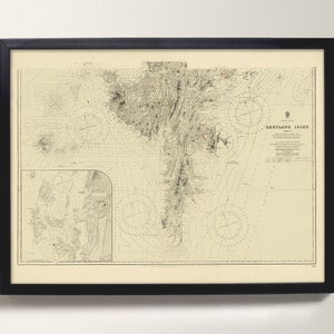 Shetlandinseln [Süden] | Alte Seekarte Print - Dunrossness, Lerwick, Bressay, Tingwall, Sandsting, Walls and Sandness | Alte Landkarte von Shetland
