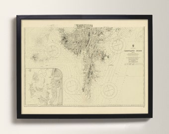 Shetland Isles [South] | Old Sea Chart Print - Dunrossness, Lerwick, Bressay, Tingwall, Sandsting, Walls and Sandness | Old Map of Shetland