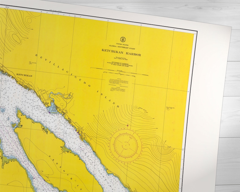 Ketchikan, Alaska Old Map of Ketchikan Print Alaska Harbor, Ketchikan Harbour, Pennock Island