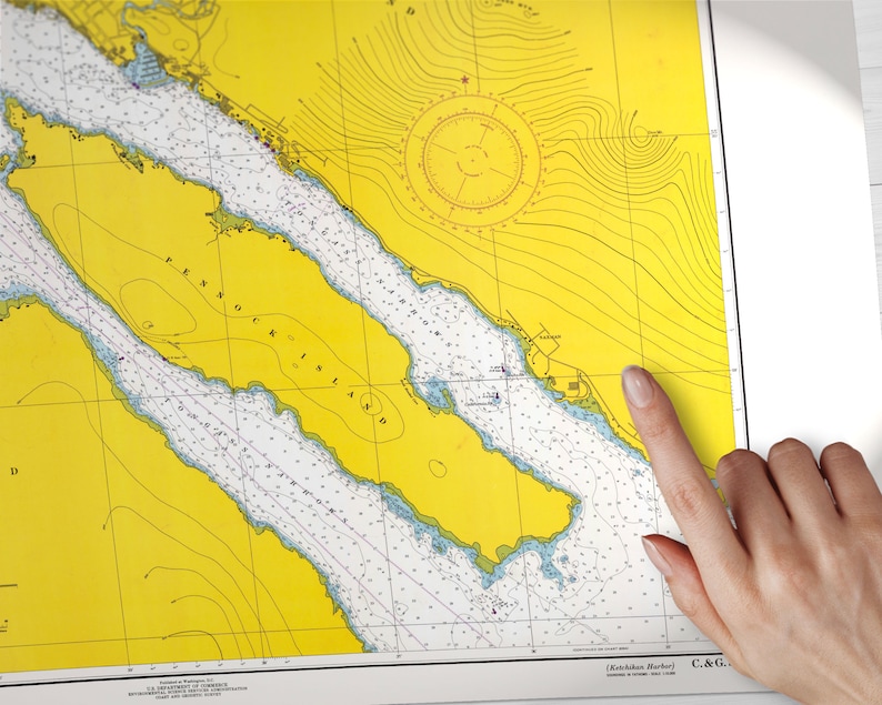 Ketchikan, Alaska Old Map of Ketchikan Print Alaska Harbor, Ketchikan Harbour, Pennock Island