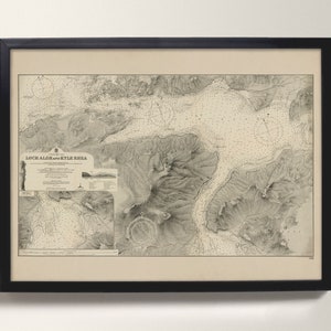 Kyle of Loch Alsh et Kyle Rhea | Impression de carte marine historique - Ancienne carte de Kyle of Lochalsh, près de Skye, Glenelg, Kintail - Cadeau de scotch