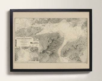Kyle of Loch Alsh & Kyle Rhea | Historical Nautical Sea Chart Print – Old Map of Kyle of Lochalsh, near Skye, Glenelg, Kintail – Scotch Gift