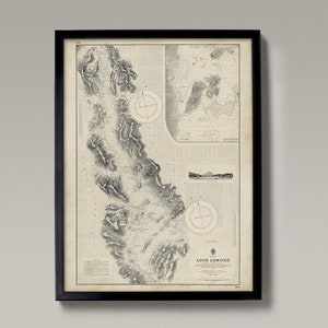 Loch Lomond, Schottland | Alte Karte von Loch Lomond - Print - See- und Seekarte, Schottische Seekarte, Seekarte, Wandbild
