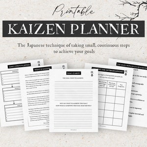 Planner degli obiettivi Kaizen stampabile, definizione degli obiettivi, pianificatore giapponese, abitudini positive, pianificatore dei risultati, raggiungimento degli obiettivi