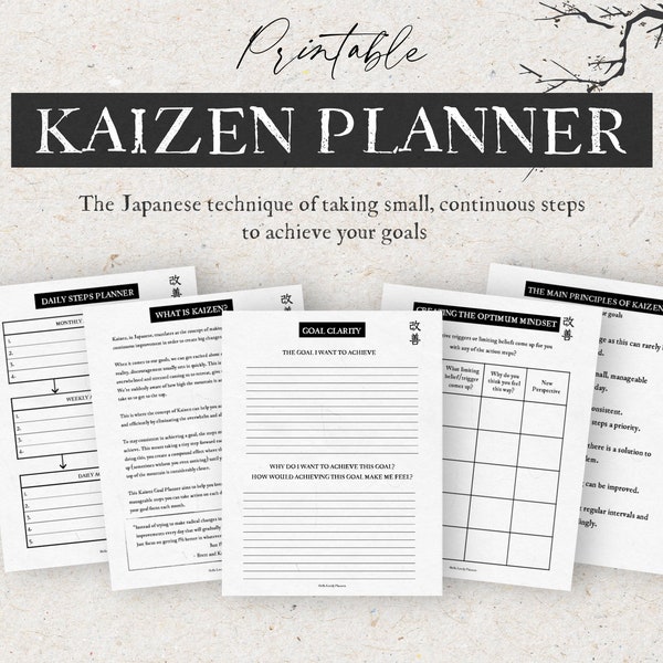 The Printable Kaizen Goal Planner, Goal Setting, Japanese Planner, Positive Habits, Achievement Planner, Achieving Goals