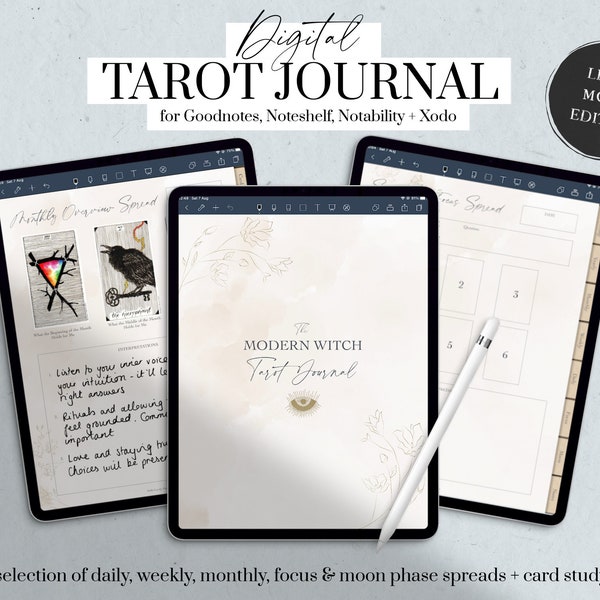 Digital Tarot Journal, Witchy Planner, Modern Witch Journal Digital, Moon Tarot, Goodnotes, iPad Planner, Modern Mystic Journal, Oracle