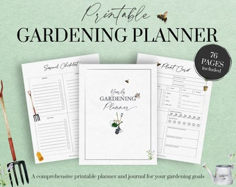 Planificador de jardinería imprimible, planificador de jardín, planificador de diario de jardín, planificador de plantas, organizador de jardín, regalo de jardín, cuaderno de jardín