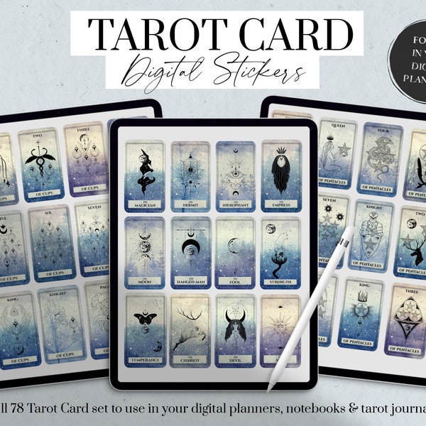 Tarot Cards Digital Stickers, Tarot Journal Stickers, Tarot Card Goodnotes, Witchy Planner Stickers, Witch Tarot Cards, Tarot Cards Deck