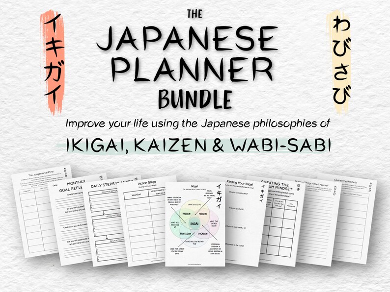 The Printable Japanese Planner Bundle Ikigai Planner Kaizen Etsy