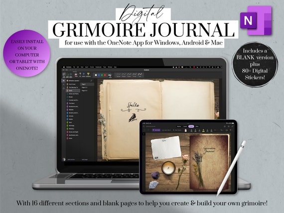 OneNote Planner, Digital Grimoire Journal, Witch Planner, Tarot Journal, Spell Book, Spell Kit, Witchcraft Kit, Book of Shadows OneNote