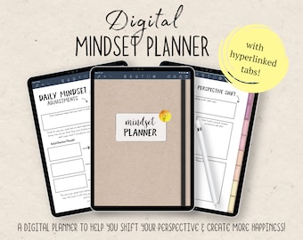 Digital Mindset Planner, Mindset Shift, Perspective, Gratitude, Affirmations, Fixed & Growth Mindset, Goodnotes, Noteshelf, Notability