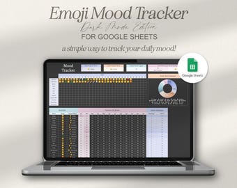 Google Sheets Mood Tracker, Emoji Mood Tracker, Mood Tracker Spreadsheet, Self Care Tracker, Health Tracker, Anxiety Tracker, Mood in Emojis