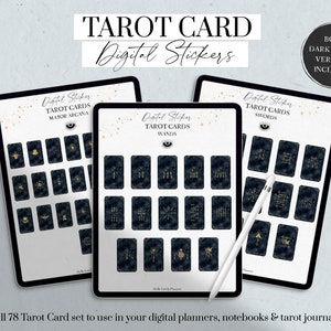 Adesivos digitais de cartas de tarô, adesivos de diário de tarô, Goodnotes de cartas de tarô, adesivos de planejador de bruxas, cartas de tarô de bruxas modernas, adesivos para iPad