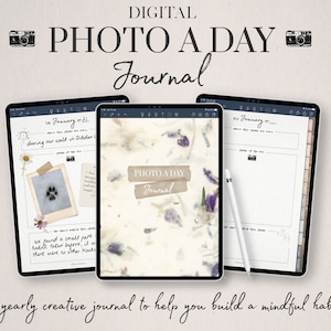 Digital Photo a Day Journal, Daily Photo Project, 365 Day Journal, Keepsake Journal, Fotografieproject, Digitale stickers, Goodnotes