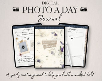 Digital Photo a Day Journal, Daily Photo Project, 365 Day Journal, Keepsake Journal, Photography Project, Digital Stickers, Goodnotes