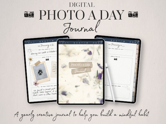Digital Photo a Day Journal, Daily Photo Project, 365 Day Journal, Keepsake Journal, Photography Project, Digital Stickers, Goodnotes