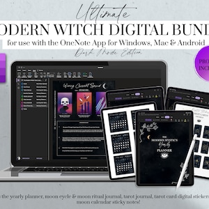 OneNote Witchy Planner Bundle, Witchy Planner, Tarot Journal, Moon Cycle Journal, Moon Rituals, Tarot Card Digital Stickers, OneNote App