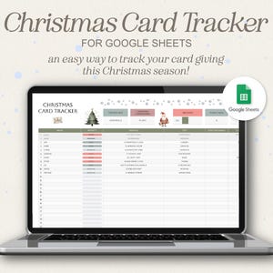 Planilhas Google Rastreador de cartões de Natal, Planilha de cartões de Natal, Lista de cartões de Natal, Planilha organizadora de Natal para Planilhas Google