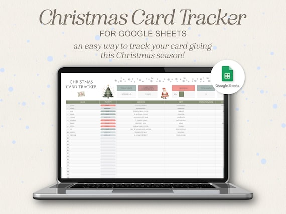 Google Sheets Christmas Card Tracker, Holiday Card Spreadsheet, Christmas Card List, Christmas Organizer Spreadsheet for Google Sheets