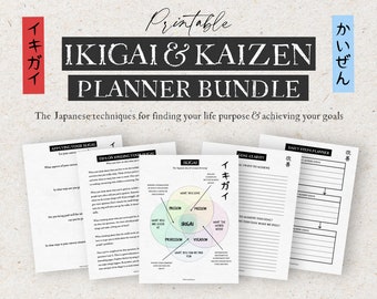 Zestaw planerów Ikigai i Kaizen do druku, Planowanie życia, Japoński planer, Wyznaczanie celów, Cel życia, Planer pasji
