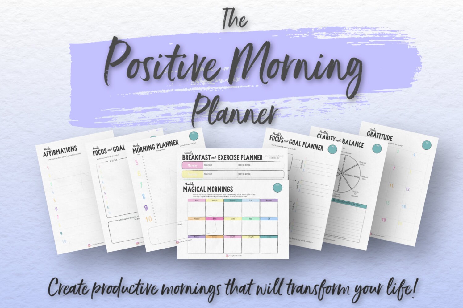 The Printable Positive Morning Planner Goal Setting Positive | Etsy