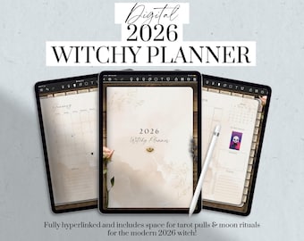 Digital 2026 Witchy Planner, 2026 Dated Yearly Planner, Modern Witch, Tarot Journal, Moon Rituals, Goal Planner, Goodnotes