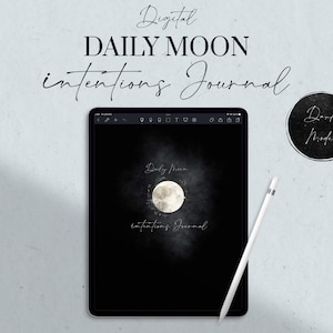 Digital Daily Moon Intentions Journal, Witchy Planner, Dark Mode Journal, Moon Phase Journal Digital, Goodnotes, New Moon, Full Moon