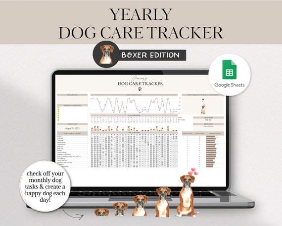 Google Sheets Boxer Dog Planner Spreadsheet Dog Habit Tracker
