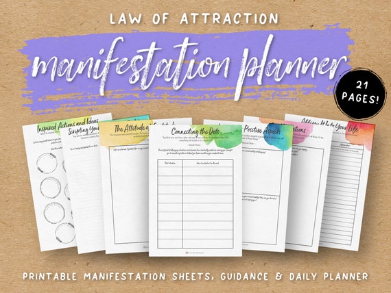 Tarot Planner Printable, Manifest Your Dreams, Law of Attraction