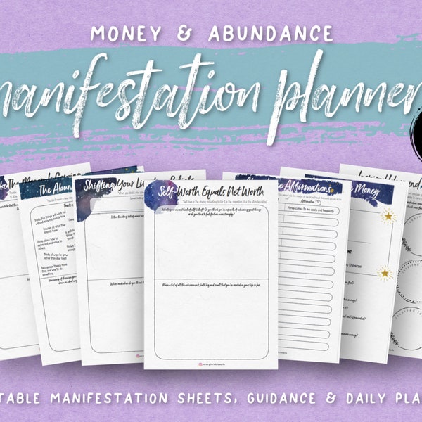 Printable Money Manifestation Planner, Law of Attraction Planner, Self-Love, Gratitude Journal, Universe, Financial Abundance, Money Mindset