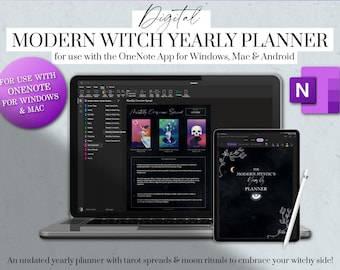OneNote Planner Digital, Undated Yearly Planner, Witchy Planner, Tarot Journal, Moon Rituals, Goal Planner, iPad Planner, OneNote Yearly