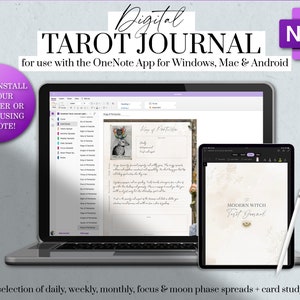 OneNote Planner, Diario digitale dei tarocchi, Witchy Planner, Diario digitale delle streghe moderne, Tarocchi della luna, OneNote Planner, Diario Grimoire
