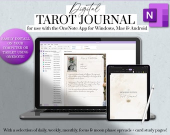 OneNote Planner, Digital Tarot Journal, Witchy Planner, Modern Witch Journal Digital, Moon Tarot, OneNote Planner, Grimoire Journal