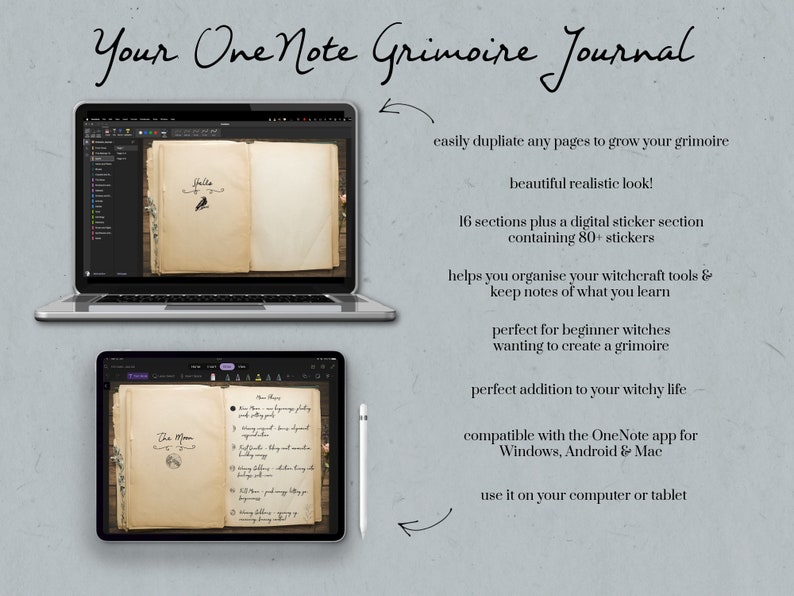 OneNote Planner, Digital Grimoire Journal, Witch Planner, Tarot Journal, Spell Book, Spell Kit, Witchcraft Kit, Book of Shadows OneNote image 9