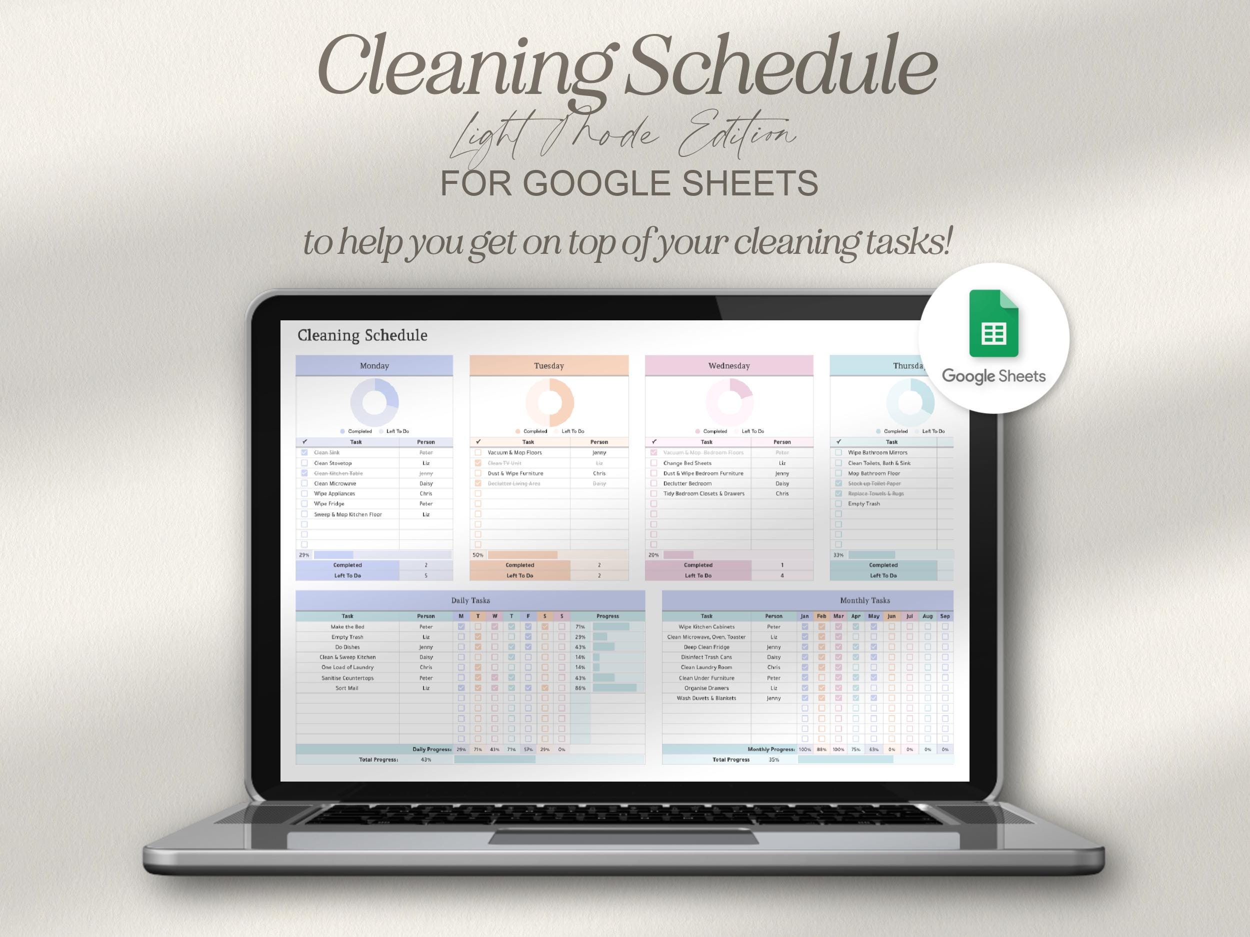 Google Sheets Cleaning Schedule Planner, ADHD Cleaning Checklist ...