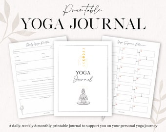 Yoga Journal Printable, Wellness Planner, Gratitude Journal, Spiritual Chakra Healing Journal, Yoga Planner Printable, Meditation Journal