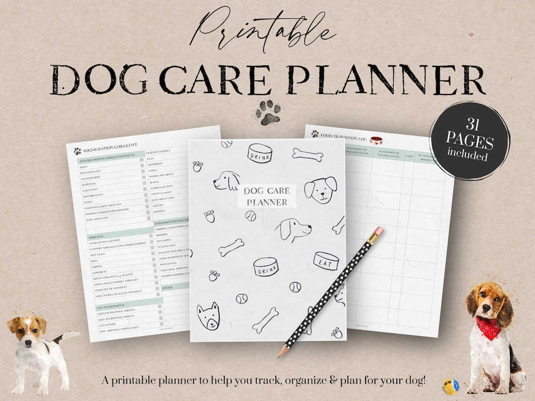 Dog Care Planner Printable, Pet Organizer, Puppy Planner, Dog Health Planner, Vet Tracker, Dog ...