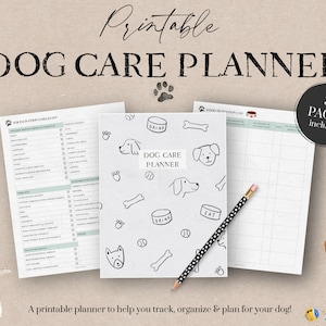 Dog Care Planner Printable, Pet Organizer, Puppy Planner, Dog Health ...