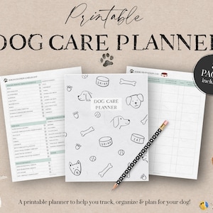 Dog Care Planner Printable, Pet Organizer, Puppy Planner, Dog Health Planner, Vet Tracker, Dog Walking Log, Dog Behaviour Journal