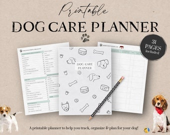 Dog Care Planner Printable, Pet Organizer, Puppy Planner, Dog Health Planner, Vet Tracker, Dog Walking Log, Dog Behaviour Journal