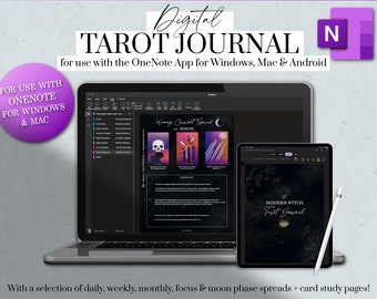 OneNote Planner, Digital Tarot Journal, Witchy Planner, Modern Witch Journal Digital, Dark Mode Journal, Moon Tarot, OneNote Planner