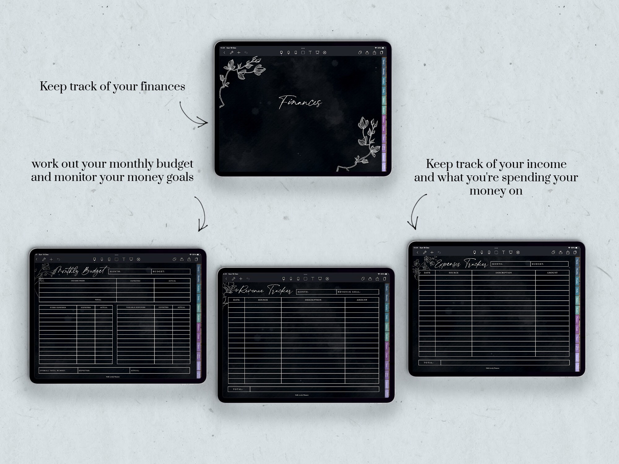 Digital Witchy Planner Dark Mode Yearly Undated Planner | Etsy