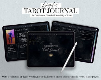 Digitales Tarot Journal, Hexen Planer, Moderne Hexe Journal Digital, Dark Mode Journal, Mond Tarot, Goodnotes, iPad Planer, Mystisches Journal