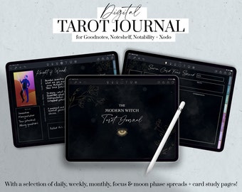 Digital Tarot Journal, Witchy Planner, Modern Witch Journal Digital, Dark Mode Journal, Moon Tarot, Goodnotes, iPad Planner, Mystic Journal