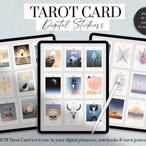 Adesivos digitais de cartas de tarô, adesivos de diário de tarô, Goodnotes de cartas de tarô, adesivos de planejador de bruxas, cartas de tarô de bruxas modernas, adesivos para iPad